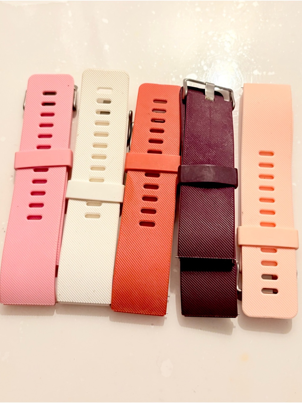 Silicone Replacement Smartwatch Bands - Pink, White, Coral, Burgundy, Peach